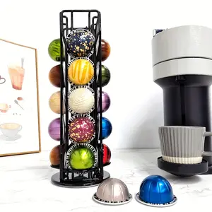 1pc Pod Stand - Space-Saving Countertop Multi-Row Coffee Pod Storage Rack with Large Capacity - Practical Household Essential for Kitchen, Office, and Coffee Shop Use, Effective Kitchen Organizer and Storage Solution