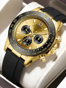 Top-tier luxury Daytona series business men's watch, featuring a round dial, multifunctional display, silicone strap, and a stylish, minimalist, edgy, and trendy urban look—perfect for cool guys. The best gift to give him