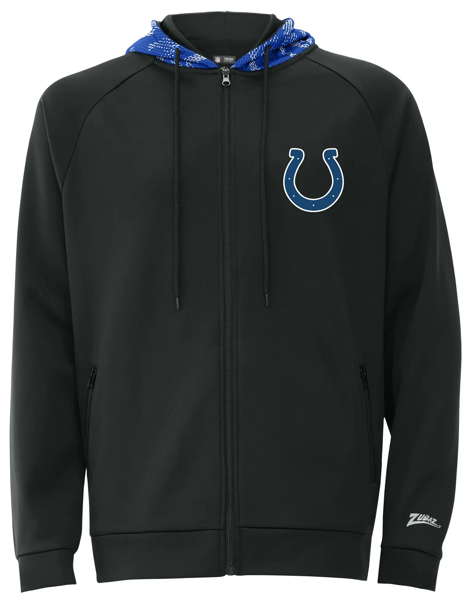 Zubaz NFL Indianapolis Colts Men's Viper Hood Liner Raglan Full-Zip Hoodie
