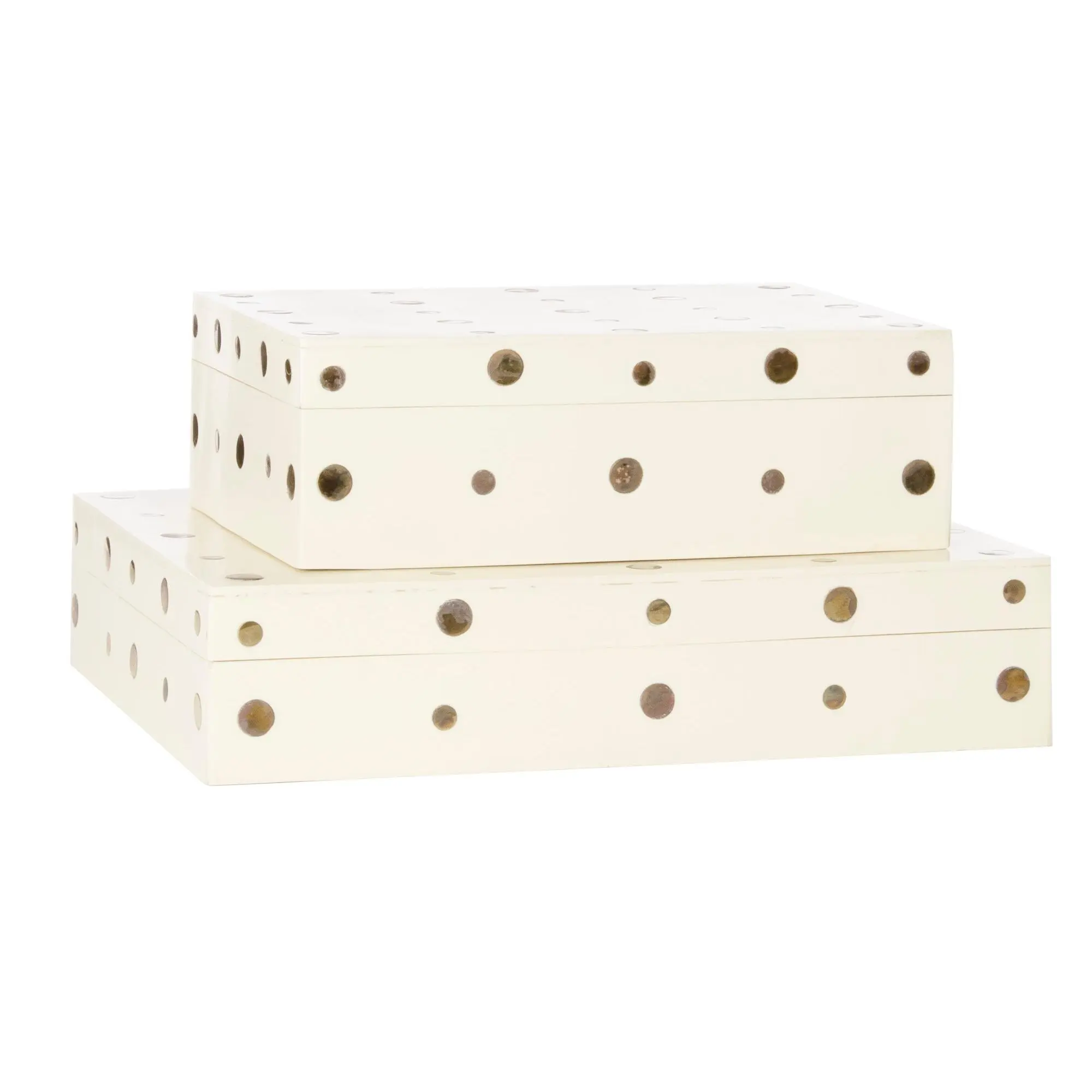 Penny Dot Box – by Alice Lane Home Collection – Inlaid Brass Dots – Home Décor, Kitchen, Bathroom, and Coffee Table
