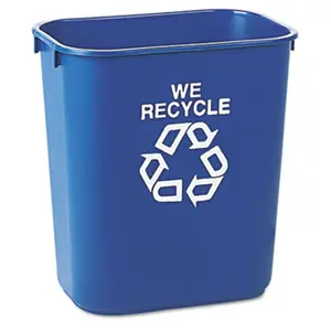 212 MAIN Compact Rectangular Plastic Recycling Bin Container - Rcp 295573BE, 13.625 qt Open-Top Blue Deskside Can for Baby & Maternity Room Decor, Waste Separation