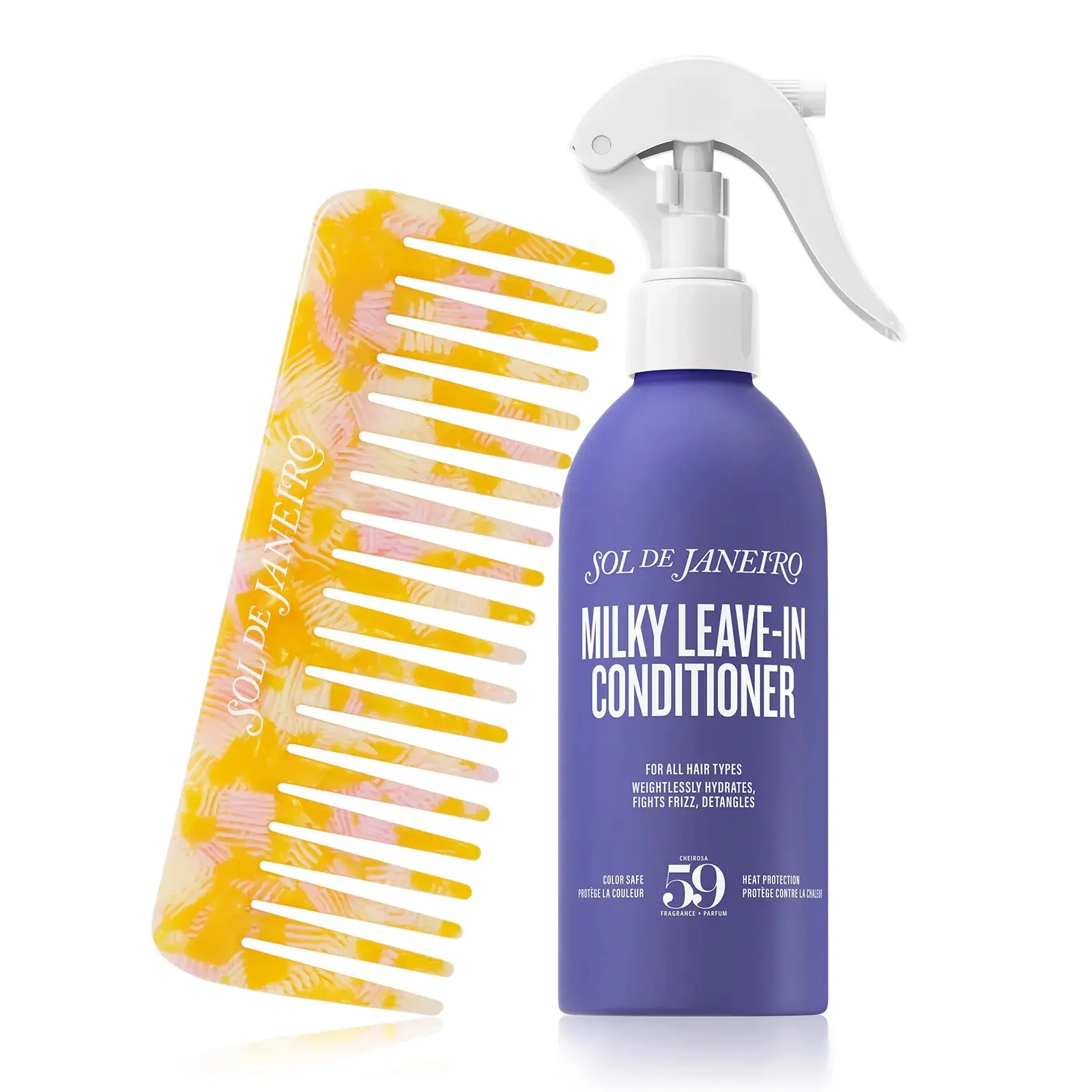 Sol de Janeiro Comb & Go Milky Leave-In Cheirosa 59 Duo | Smooths Frizz, Detangles And Protects Against Heat Damage While Leaving Hair Soft And In The Scent Of Sheer Sandalwood And Vanilla Orchid