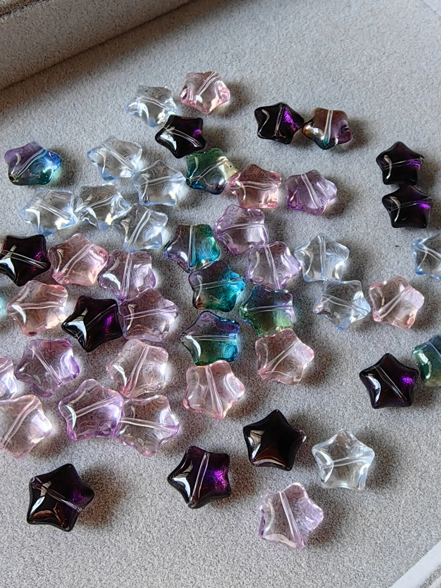 20pcs Transparent Glass Pentagram Beads, Cute Fat Star Charms for Jewelry Making, DIY Bead Charms, Ideal for Earrings Necklaces Bracelets, Jewelry Making Supplies, Beading Supplies