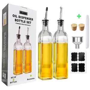 Glass Oil Bottle 500ml Transparent Olive Oil Jug Household Kitchen Seasoning Wine Soy Sauce Vinegar Bottle