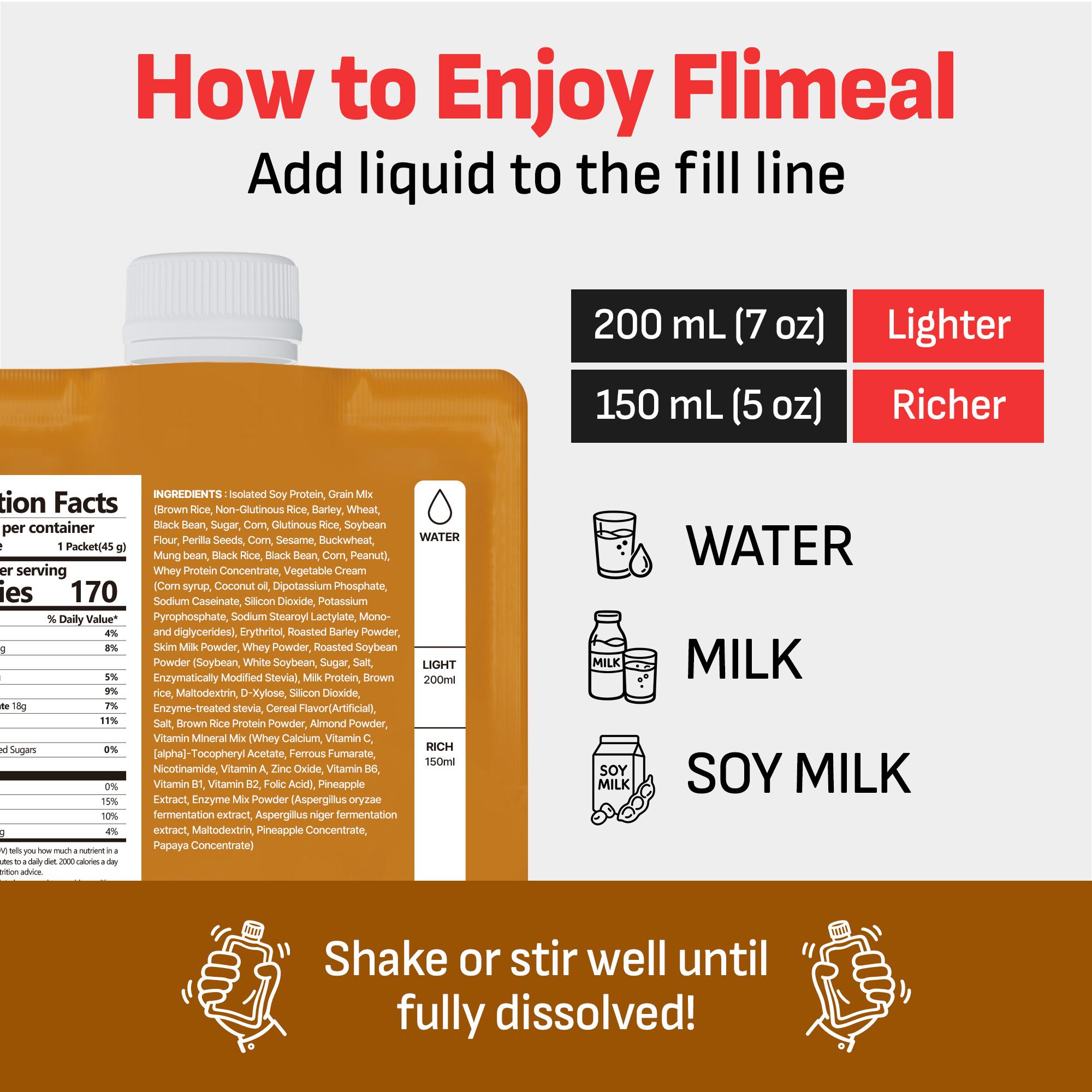 [Fullight Official] Flimeal Crunchy Protein Powder, 20~22g Protein, Low Sugar Keto-Friendly On-the-Go-Pack of 7, Meal Replacement, Easily Digestible Preworkout Drink