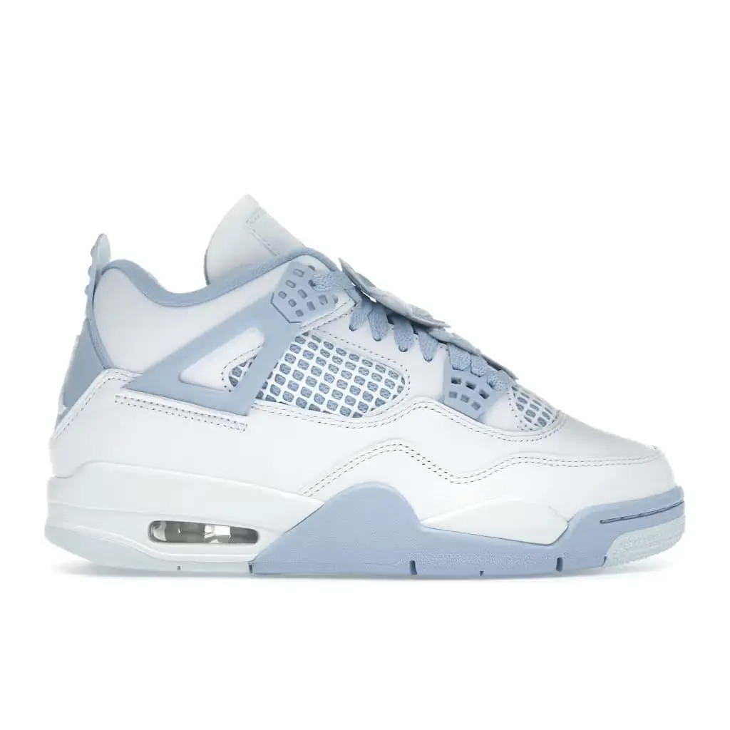 Jordan 4 Retro Womens Sneakers HV0823-100 | Blue Suede Mid Top Lifestyle Basketball Shoes