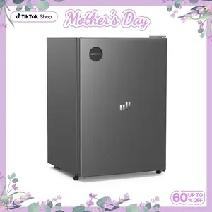 Upstreman mini fridges 2.5 Cu.Ft Sleek Stainless Steel Mini Fridge Energy Star Certified Adjustable Temperature Thermostat Reversible Door Compact black Refrigerator Office Bedroom or Dorm CR26 College Outdoor Portable Desktop Freezer beverage cooler beer