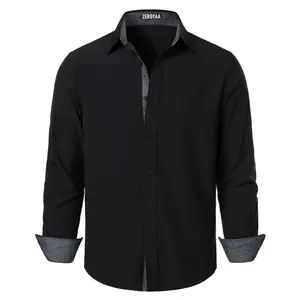 ZEROYAA Men's Regular Fit Dress Shirt Stretch Wrinkle-Free Long Sleeve Casual Business Button Up Shirts