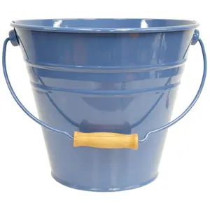 212 MAIN Enameled Galvanized Fun Pail - Blue, Water-Proof Garden Container for Home Improvement & Garden Supplies, Galvanized Steel