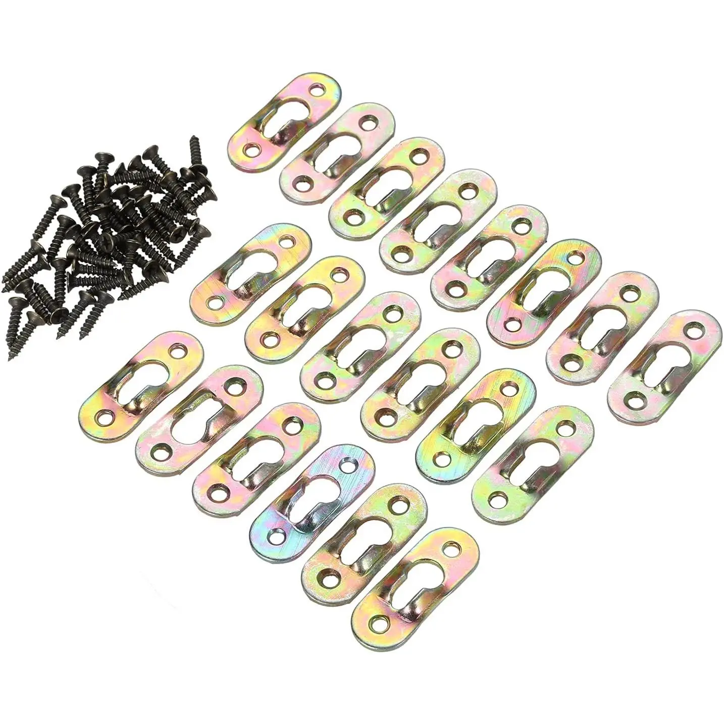 20 Pcs Metal Keyhole Hangers, Heavy Duty Hangable Fasteners with Screws for Picture Frames and Mirrors, 1.46 x 0.50 in