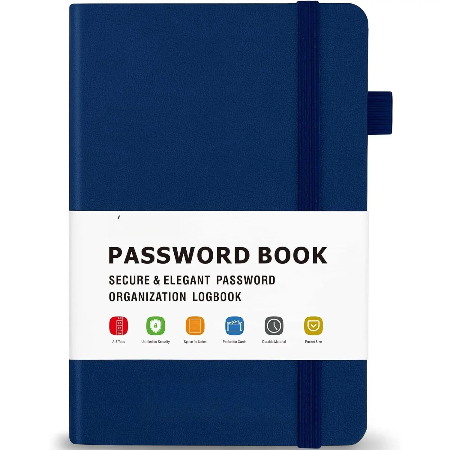 Password Book with Alphabetical Tabs Small Password Keeper with Inner Pocket Record Log in Internet Address Password Notebook Journal Hardcover Password Organizer for  Office, Blue