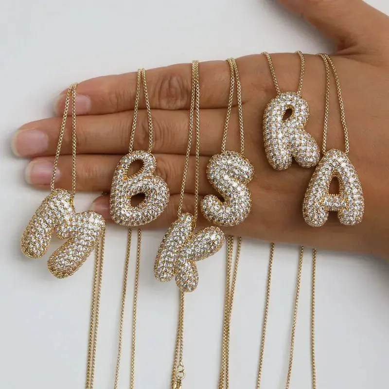 Pavé Initial Necklace 18K Waterproof