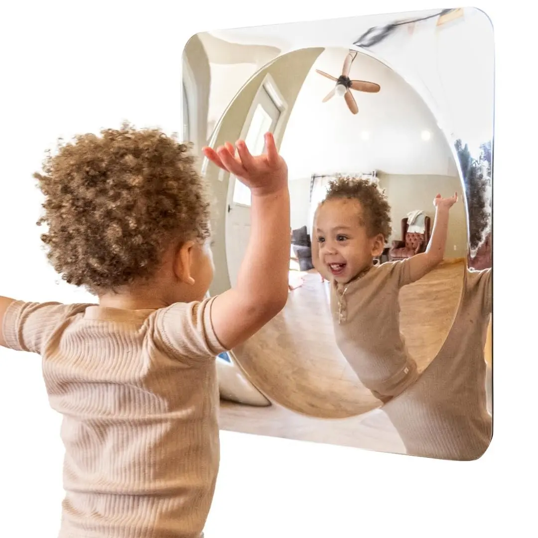 Sensory Wall Toddler Mirror, Large 1 Bubble | Easy-to-Clean Acrylic for Ages 6m+, Stimulate Cognitive Development