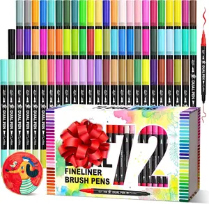 Dual Markers Brush Pens Set, 72 Art Markers Christmas Gifts for Adult Book Cards Drawing Craft Kit Teacher Office Supplies (72 Colors)