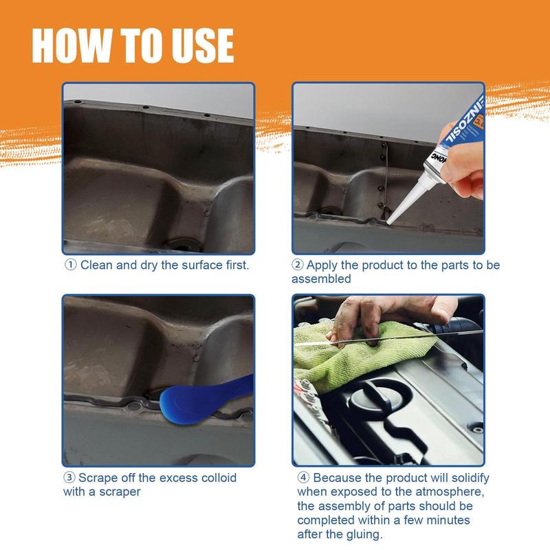 Rayhong REINZOSIL Engine Sealant 50ml High Temperature Resistant for Automotive Metal Fuel Tank Oil Pan Cylinder Gasket Oil Resistant Maintenance Sealant with Blue Applicator