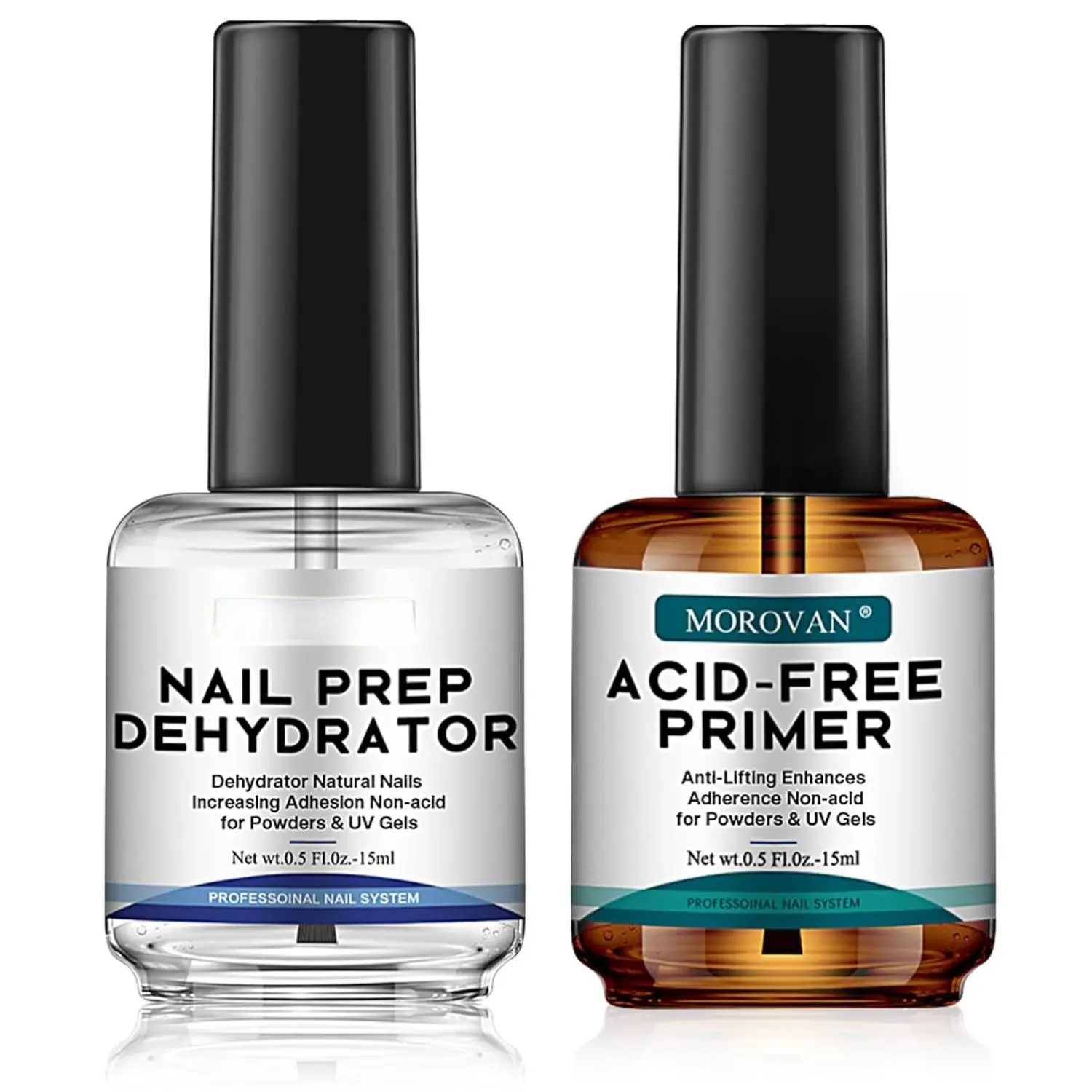 Morovan Nail Prep Dehydrator & Primer Set – 2PCS Gel & Acrylic Nail Prep Essentials