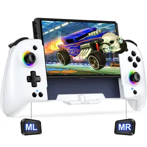 Joypad Controller for Nintendo Switch/OLED, One-Piece Ergonomic Switch Controller With 9 Lights Color, Wireless Switch Remote for Those Who Prefer Handheld Mode, White