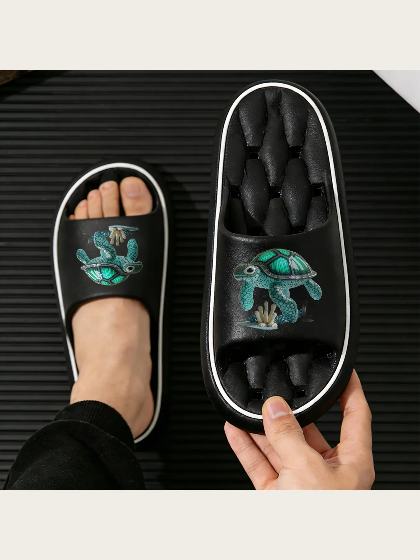 Sea Turtle Slippers for Women Men Kids Cute Animal Design Non-Slip Soft Sole Comfortable Casual Flat Slippers Home Indoor Beach Sandals Lightweight Breathable Summer Footwear Non Slip Slides