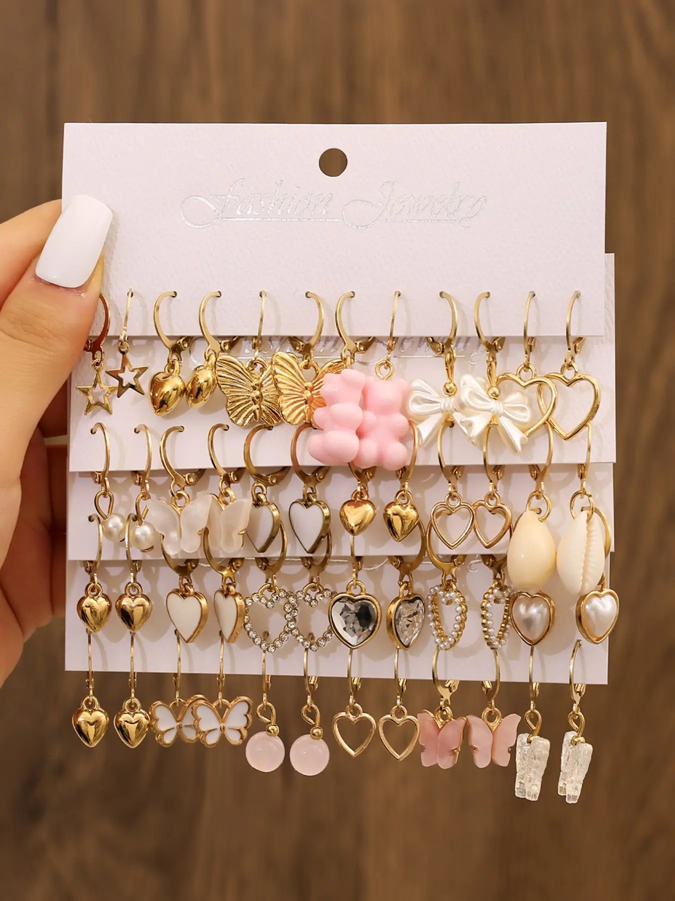 Heart Butterfly Earrings Set Cute Girl Style Fashion Versatile Metal Elegant Ear Jewelry Fashionable Jewelry Accessories for Women 24 Pairs Ear Hoops