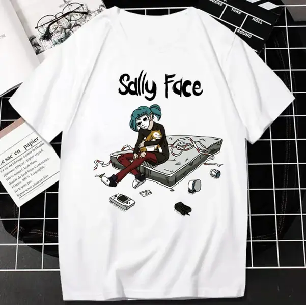 Sally Face TShirt Game Tops Unique Gothic Style Short-sleeve Tee Women Men Casual Loose Tee, Cotton T-shirt, Graphic Tee, Crew Neck T-shirt, For the gift