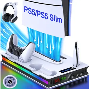 ESYWEN For PS5/PS5 Pro/Slim Stand Cooling Station Controller PS5 Charging Dock Station