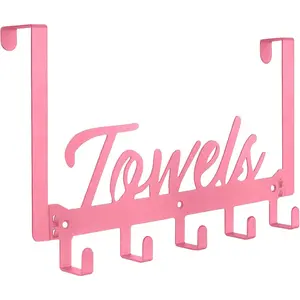 Over The Door Hooks, Towel Rack for Bathroom Towel Holder for Hanging Heavy Duty, Over Door Hanger with 5 Coat Hooks for Bedroom Bathroom Kitchen Towels