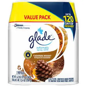 Glade  12.4 oz Automatic Spray Air Freshener Refill, Cashmere Woods - Pack of 2
