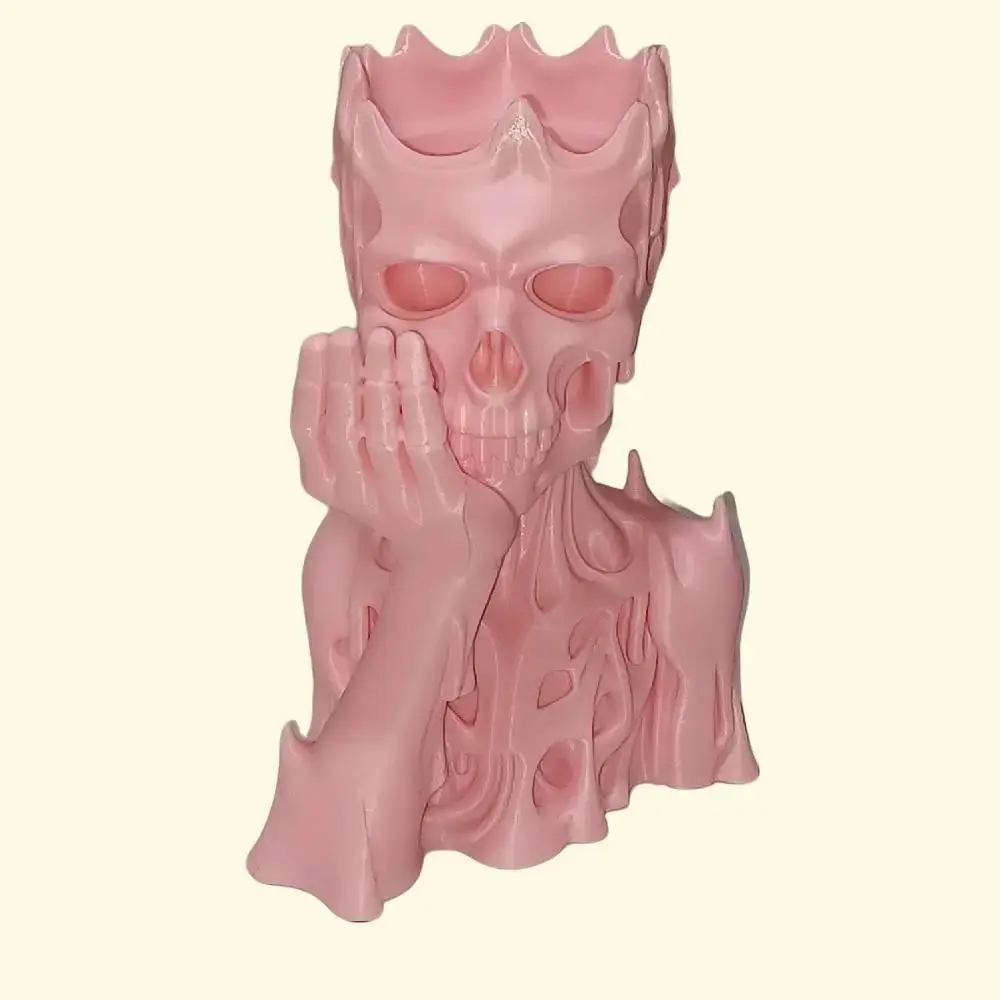 Gothic Pink Skull Flower Pot - Unique Decorative Planter for Home and Garden