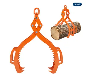 Heavy-Duty Log Lifting Tongs 28in 4 Claw Serrated Steel Non-Slip Grip Powder-Coated Durable Orange Forestry & Logging