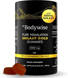 Be Bodywise Pure Himalayan Shilajit Gummies Gold I Lab Tested I No Added Sugar I Ashwagandha, Gokshura| Fulvic Acid & 85+ Trace Minerals I for Men, Women I Non-GMO I 100% Natural & Organic I 60 Gummy
