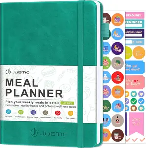 Meal Planner Notebook A5, Weekly & Daily Meal Prep Journal, Grocery List, Menu Planner, Undated 1 Year, Healthy Diet & Habit Tracker, Green