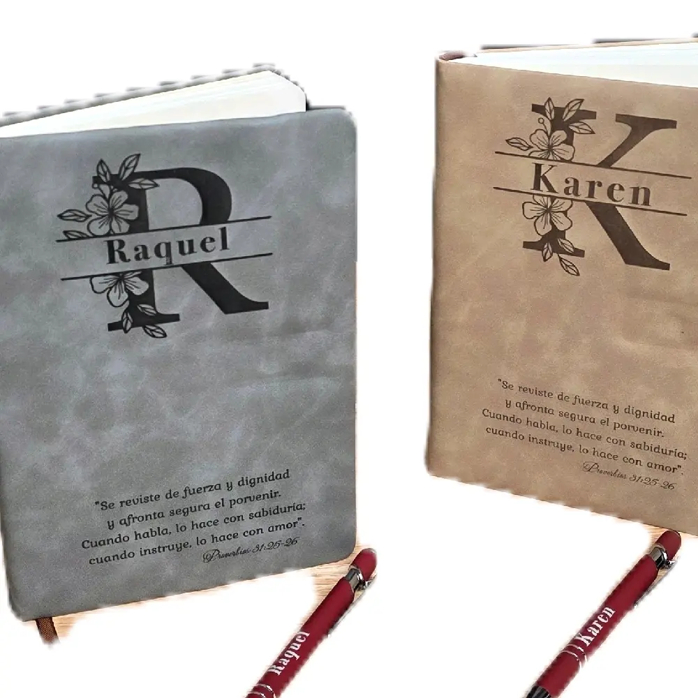 Customized Laser-Engraved Notebook with Name Initials - Office Stationery Desk Essential, Thoughtful Gift for Special Occasions, Personal Use, Versatile Use, Includes Smooth-Writing Fine-Tipped Pen