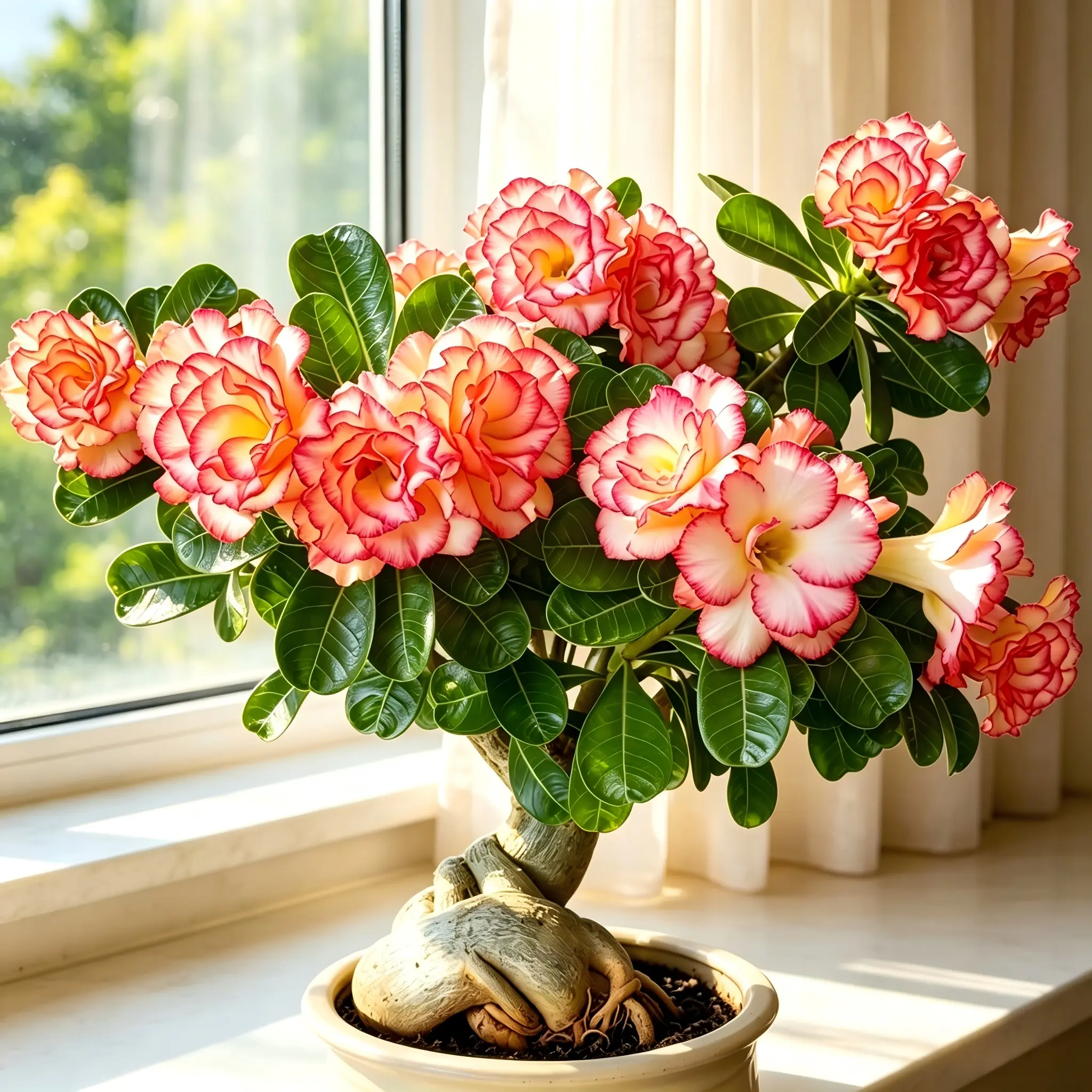 Desert Rose Adenium Plant - Unique Caudex Flowering Plant for Indoor Home Decor, Sunny Garden Desert Rose Adenium Plant - Unique Caudex Flowering Plant for Indoor Home Decor, Sunny Garden