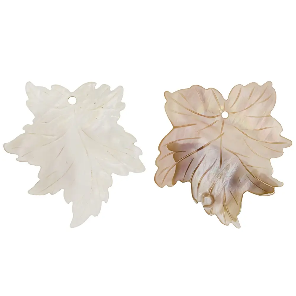 JTV Shell Large Carved Leaf Focal Bead Set of 2