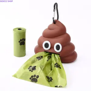 Dog Poop Bag Holder for Leash, Cute & Functional Waste Bag Dispenser with 1 Roll (15 Bags), Sturdy Pet Waste Bag Carrier for Walking, Outdoor Training & Daily Use