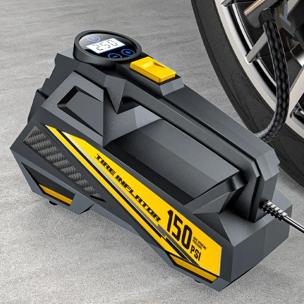 Portable Air Compressor Tire Inflator Pump, 12V Dc, 150 Psi Digital Pressure Gauge, Suitable for Cars Bikes Balls, Blue Color, Tire Inflation Pump, Tyre Inflator