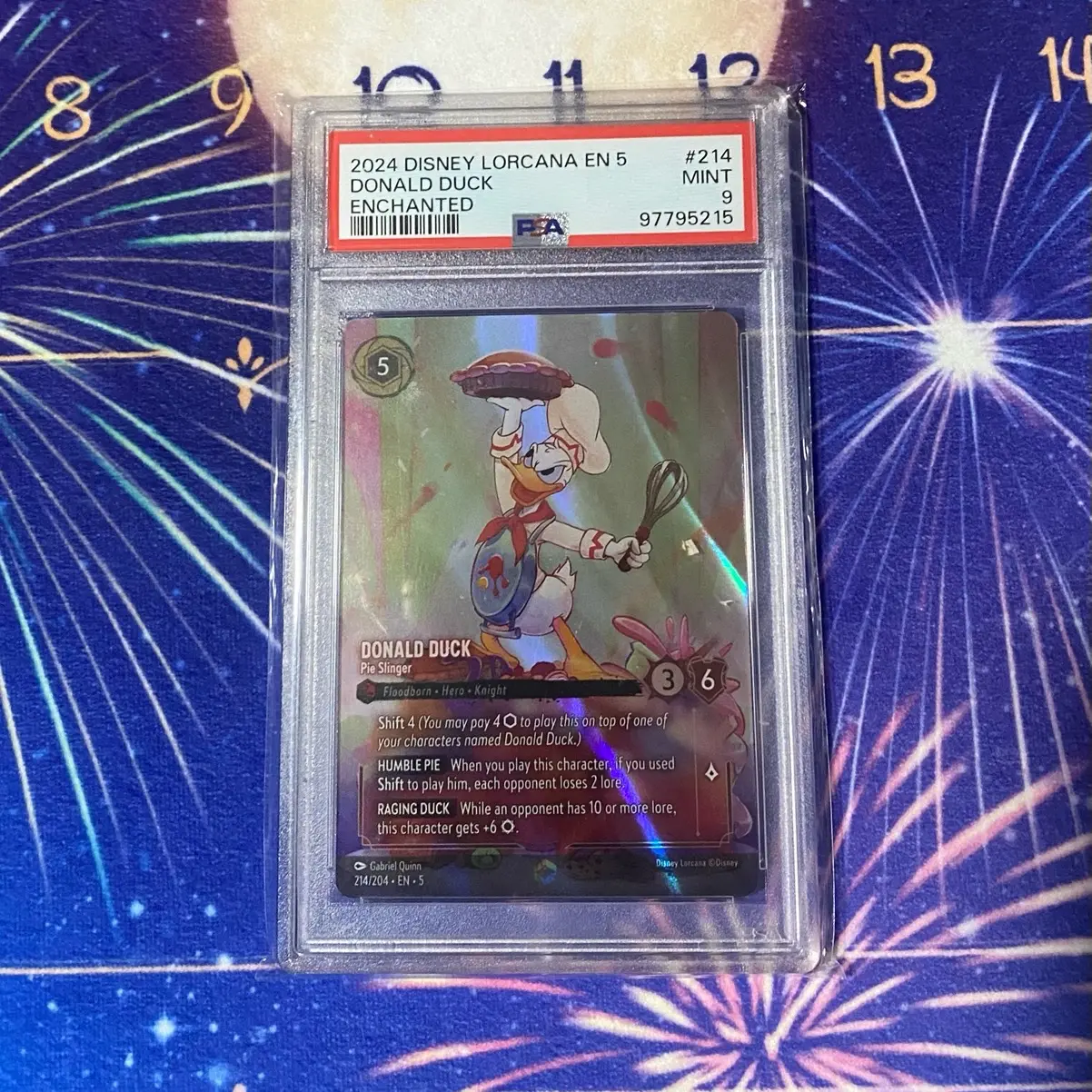 PSA 9 2024 Disney Lorcana EN 5 #214 Donald Duck Enchanted Pie Slinger