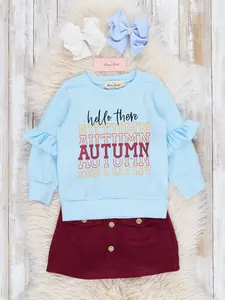 Light Blue & Maroon Autumn Outfit w/ Skirt