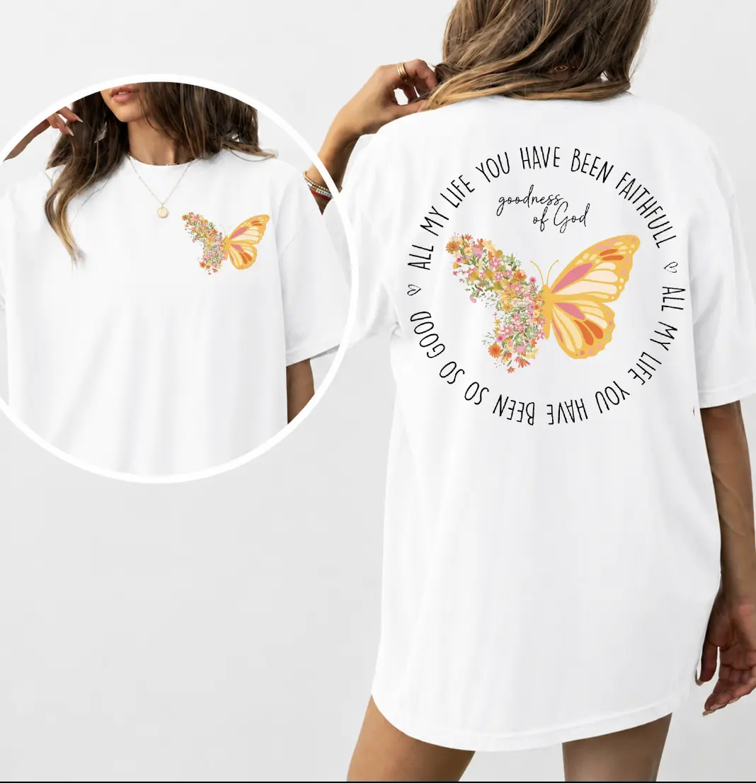 Good Ness of God Butterfly Christian Wildflowers 2 Sided Shirt, Christian Bible Verse Jesus Lover Apparel