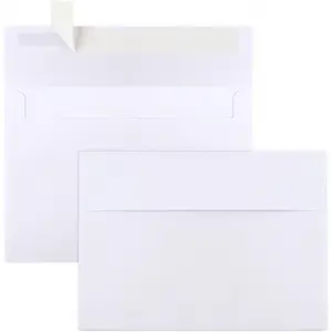 50 Packs 5x7 Envelopes, White A7 5x7 Envelopes for Invitations, Printable, Self Seal for Weddings, Photos, Postcards, Greeting Cards, Mailing