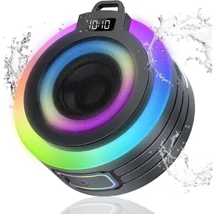 Shower Speaker, Portable  Speaker Stereo Sound with Suction Cup/Lanyard, Built-in Mic, IPX7   Speakers  5.4 for Bathroom/Party/Beach/, Black