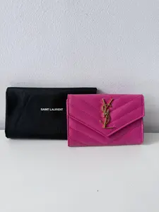 Pre-owned Leather Clutches & Wristlets Saint Laurent Small Envelope Wallet – Pink (Pre Owned)