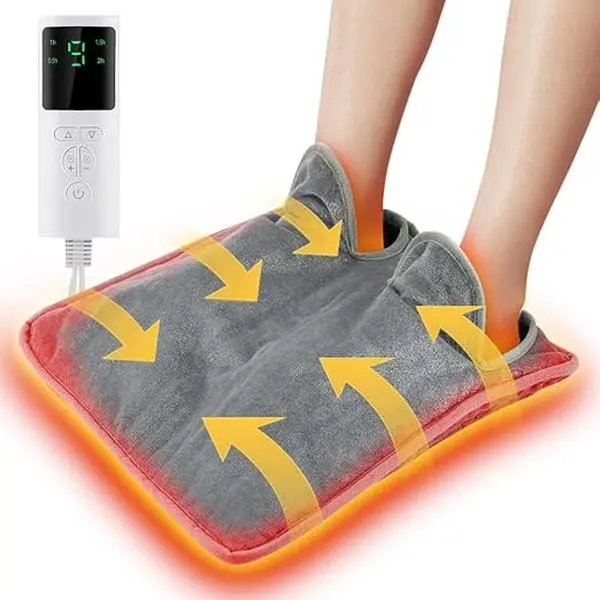 Foot Warmer Electric Heated Foot Warmer, Foot Heating Pad with Fast Heating Technology, Non-Slip Foot Heater for Bed, Office, Under Desk, 9 Temperature Settings, 2h Auto Off, Machine Washable
