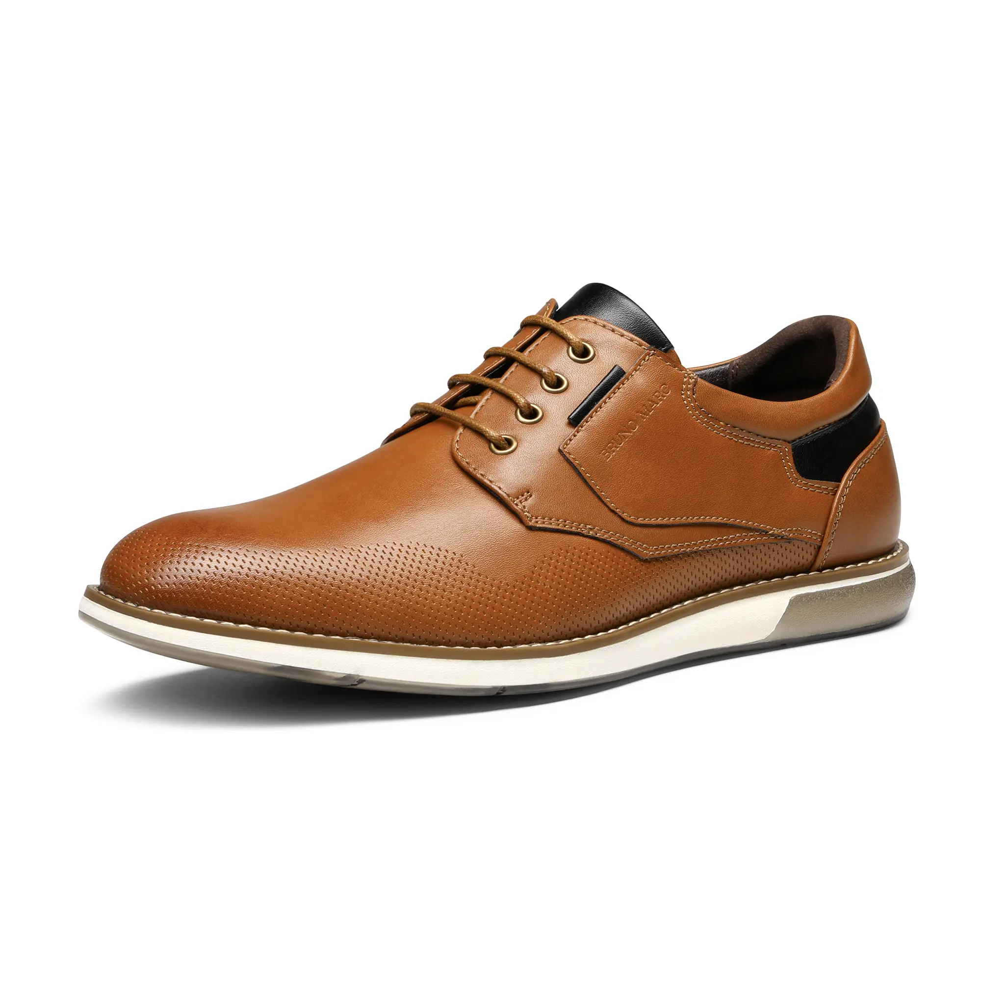 BRUNO MARC Men's Classic Perforated Oxfords, Synthetic Leather Lace-Up Business Casual Walking Shoes with Cushioned Insoles, Business Casual Oxfords, Cushioned Men's Oxfords