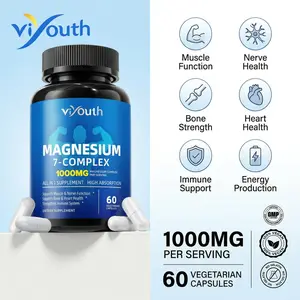 Viyouth 1000mg Magnesium Complex 10 Elemental Magnesium & Zinc for Calming Sleep Relax US Made Dietary Supplement Hair Health Digestive Detox Cortisol Balance 3rd Party Tested
