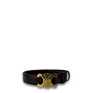 Pre-owned Celine Chocolate Brown 1" Triomphe Belt Size 80
