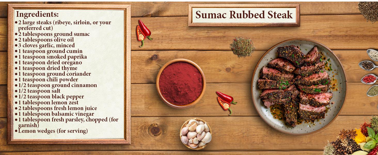 The Spice Way - Pure Ground Sumac Spice, No Salt, no GMO, no Irradiation, Sumac Seasoning Powder (resealable bag) (Sumak)