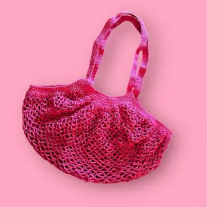 XL Pink Crochet Mesh Market Bag