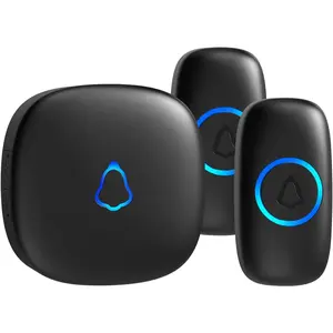 Doorbell with 2 Buttons,  Mini Door Bell 1,000ft Range 110dB Mute Mode 58 Door Chimes & Colorful LED Flashing - Black