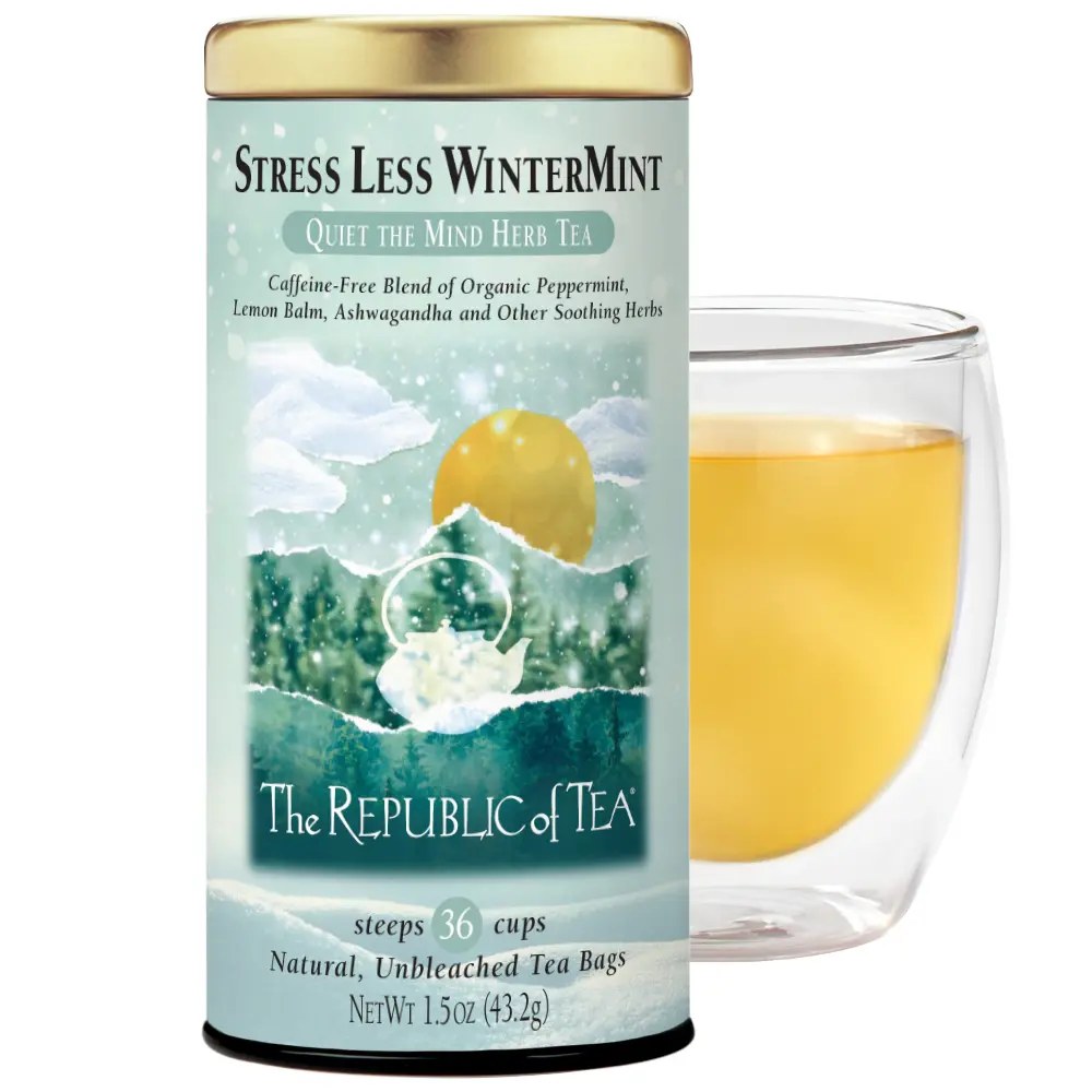 The Republic of Tea - Stress Less WinterMint, Quiet the Mind Herbal Tea, 36 Tea Bags, Caffeine-Free
